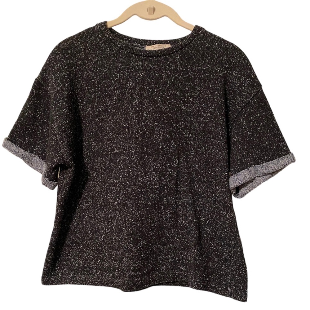 Zara Trafaluc Black knit Short Sleeve Tee, size Small EUC